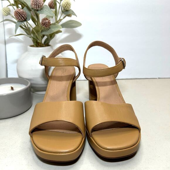 New Madewell Nadia Platform Sandal Leather Block Heel Amber Brown Women 9.5 NWOB - Picture 2 of 10